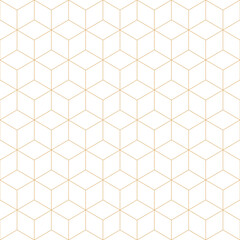 Geometric seamless pattern. Repeating abstract background. Geometry tileable. Repeated cool gold line isolated on white background. Check prints golden design. Mark repeat trellis. Vector illustration
