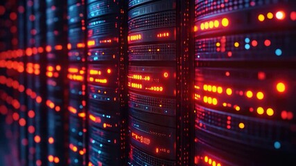 Row of servers in a modern data center - Powered by Adobe