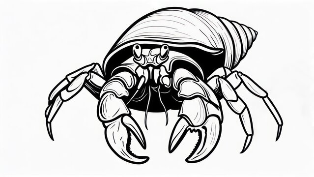 Detailed Hermit Crab Illustration with Shell and Claws.