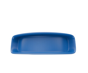 Minimalist 3D blue podium or base for product presentation, isolated on white background