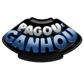 Selo 3D Pagou Ganhou" 3D seal, meaning "Paid Won Campaign" in Portuguese. Advertising and marketing element from Brazil.