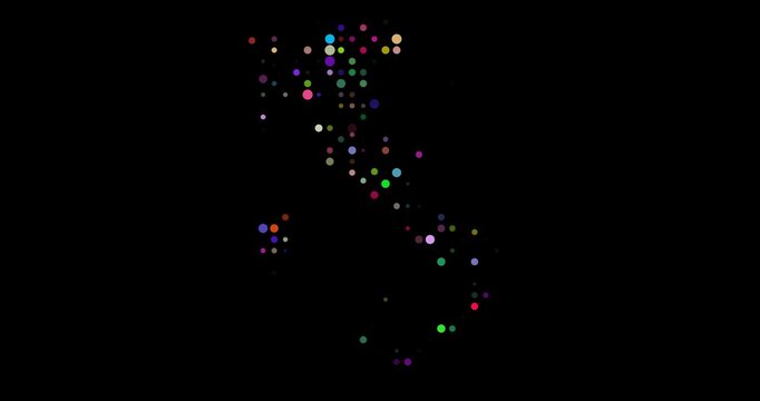 Abstract Dots Assembling the Silhouette of Italian Territory in Motion