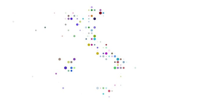Abstract Dots Assembling the Silhouette of Italian Territory in Motion