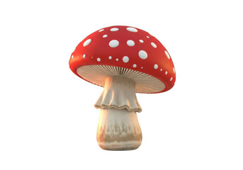 Obraz premium Vibrant red mushroom with white spots isolated for fantasy and nature designs isolated on transparent background