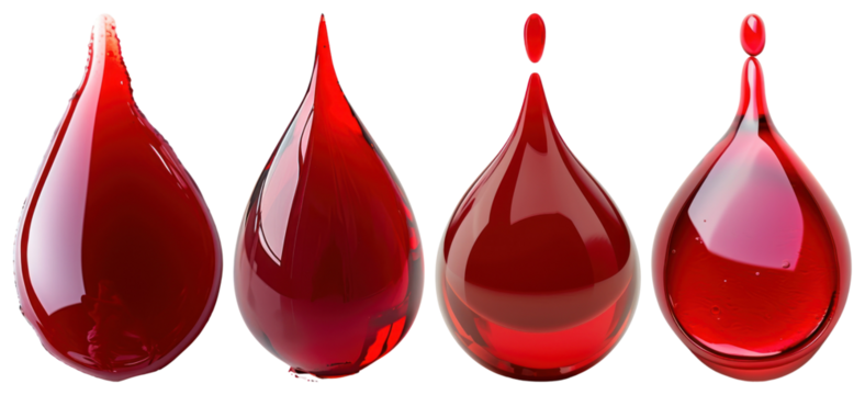 PNG Glossy red liquid droplets design, element set on transparent background
