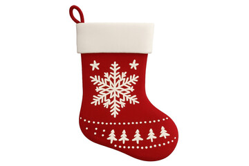 Christmas stocking with snowflake and tree decorations