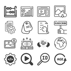 Business and Marketing Line Icons Set SEO, Analytics, Subscription, Web and Data Symbols