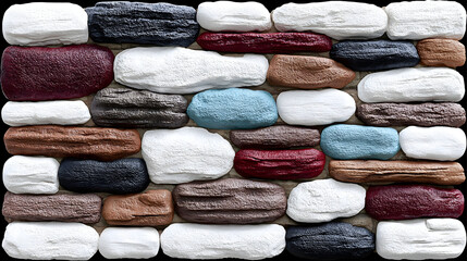 Colorful stacked stone wall texture, a seamless backdrop for home design