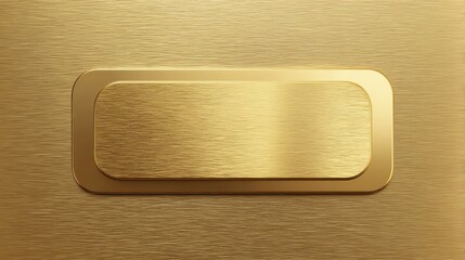 gold metallic plate on a brushed gold background  a rectangular gold plate sits on a textured brushed gold surface
