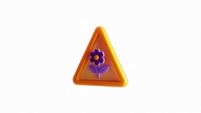 A colorful triangular design featuring a purple flower on a yellow-orange background, showcasing modern aesthetics.