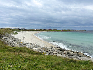 White Sandy Shoreline and Calm Sea at Stavasanden, Karm&oslash;y, Norway
