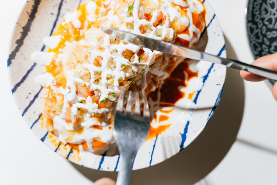 Close-Up of a Topped Burrito