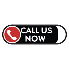 Call us now button isolated on white background, a vector illustration of a call button with a telephone receiver icon and the words call us now