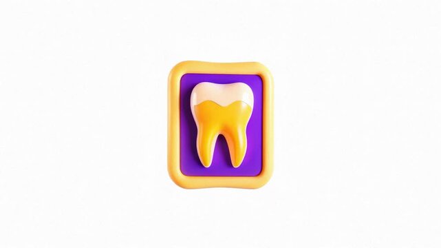 A colorful 3D illustration of a tooth icon set against a clean, white background.