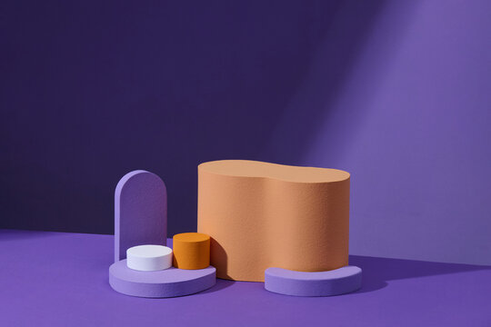 Orange podium on the purple background