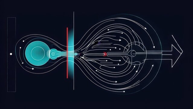 Abstract visualization of a futuristic particle accelerator engine.