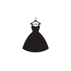 Silhouette of a woman in a beautiful dress on white background vector illustration.