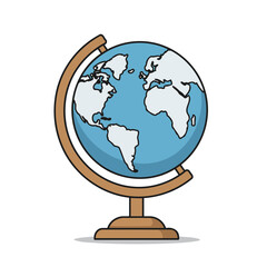 Simple Cartoon Style World Globe Vector Illustration for Education and Travel