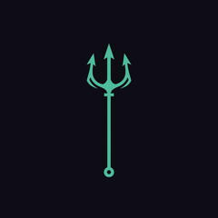 Elegant Turquoise Trident Vector Icon Illustration on Dark Background