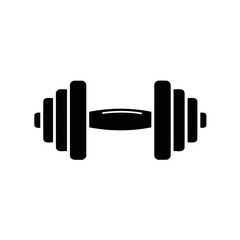 Solid Black Dumbbell Vector Illustration for Fitness and Strength Training
