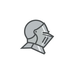 Minimalist Grey Knight Helmet Vector Illustration in Profile View