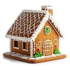 Detailed gingerbread house, decorated with icing