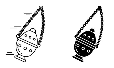 Censer Incense Icons in Outline and Solid Black Vector for incense rituals
