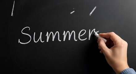 Writing Summer on a Blackboard - A Seasonal Educational Concept.