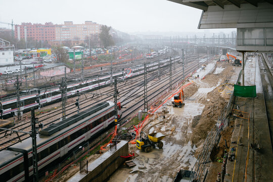 Urban Train Tracks Construction Scene