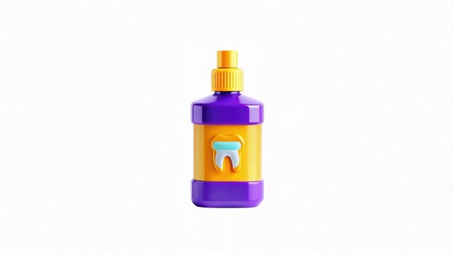 A colorful bottle of toothpaste featuring a modern design with a playful color scheme of purple and orange.