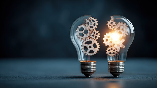 idea exchange concept ideas agreement investing in business innovation and financial commerce backing of creativity open lightbulb icon with gear mechanisms funding potential innovative growth  no lo