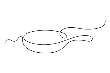 Frying pan continuous one line drawing minimalist kitchen utensil outline vector illustration