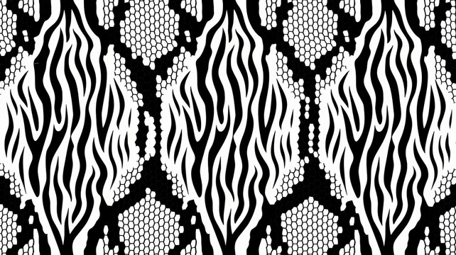 Abstract seamless pattern animal print zebra skin snake skin design repeating texture background textile wallpaper fabric style surface monochrome