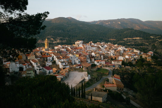 Scenic Hillside Village in Morning
