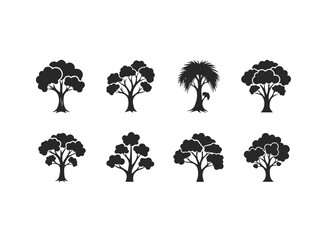 Collection of tree silhouettes for design use