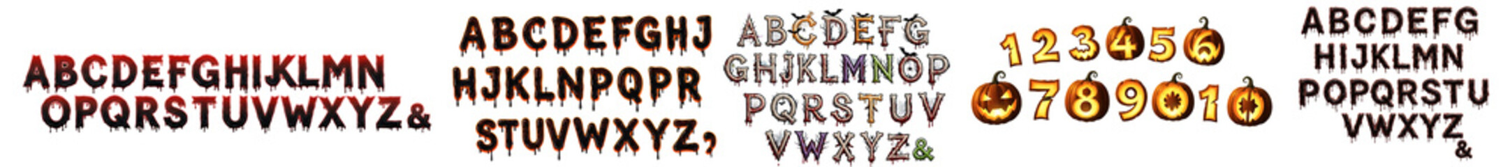 Halloween spooky numbers. Halloween spooky alphabet fonts set. Halloween Sale. halloween characters