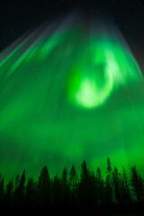 Aurora borealis Northern Lights fully covered the sky. Lapland amazing scenery