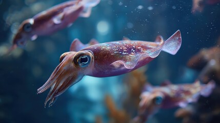 Fototapeta premium squid swimming in an aquarium no logos no brands ar 169