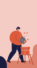 Person giving a gift box celebrating a special occasion with joy and thoughtfulness