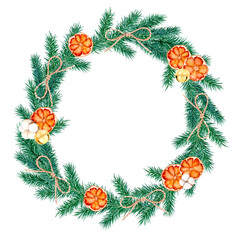 Christmas Wreath with Dried Oranges and Rustic Twine
