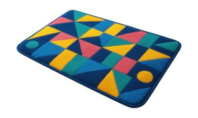Colorful geometric pet bed mat to brighten up your furry friend's space.
