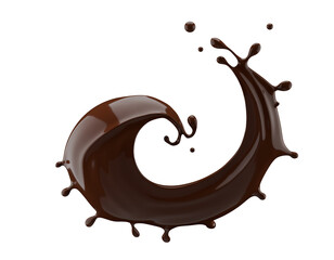 chocolate splash isolated on a white background. 3d render