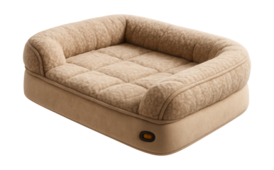 Orthopedic pet bed with built-in heating pad for cozy warmth in winter cabins.