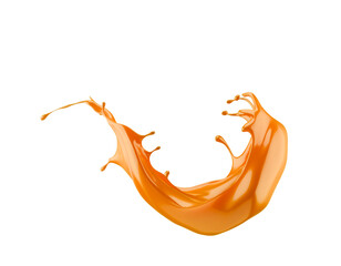 Obraz premium caramel splash isolated on a white background. 3d render