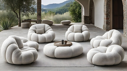 Comfortable cushioned outdoor furniture set