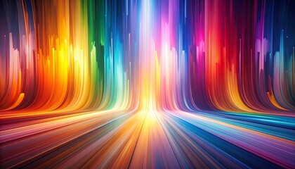 Vibrant, dynamic abstract scene with swirling, streaked colors.  A powerful, energetic composition with converging lines of light and color