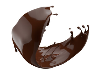 chocolate splash isolated on a white background. 3d render