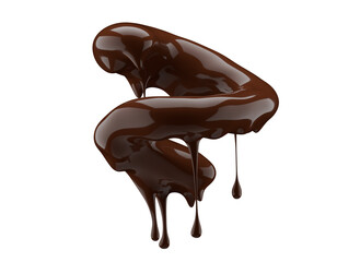 chocolate splash isolated on a white background. 3d render