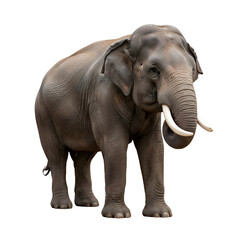 Obraz premium Hyper-Realistic Asian Elephant PNG – Wrinkled Skin, Ivory Tusks, Full Body Animal PNG