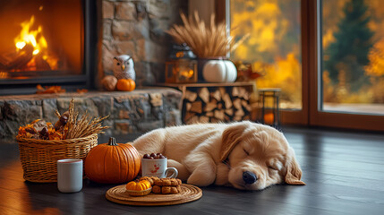 golden retriever puppy in vacation